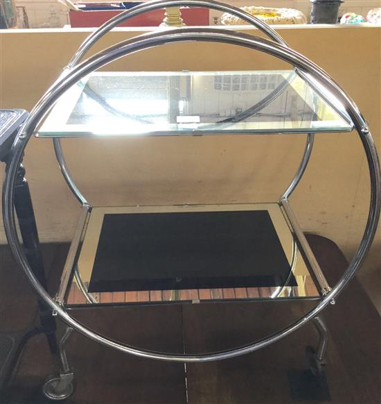 Deco chrome & glass two tier trolly